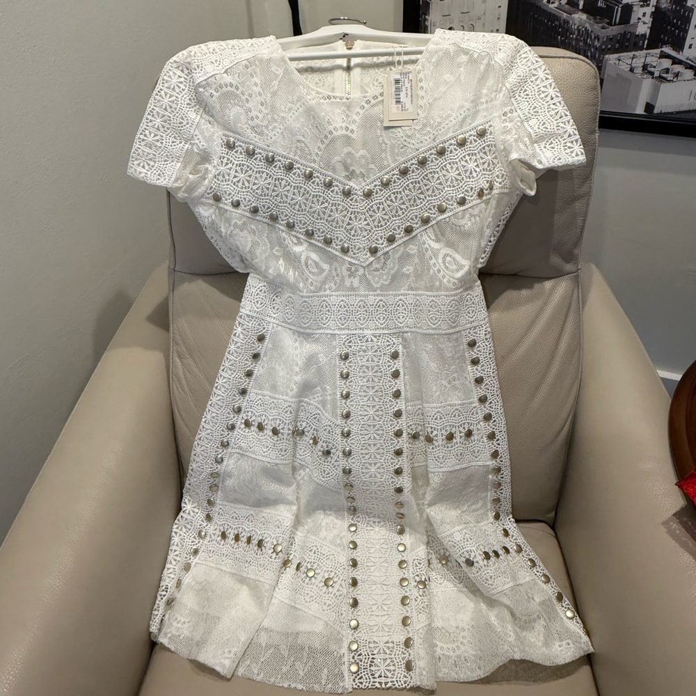 NEW Maje White Lace Mini Dress - Picture 3 of 5
